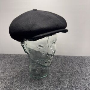 Wigens Johnston & Murphy Newsboy Cap Mens XL 7.5 Black Wool Flat Hat Ivy Classic